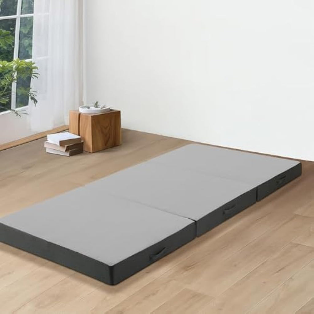 MeMoreCool Tri-Fold Mattress | 10cm Single Portable Guest Bed - Grey