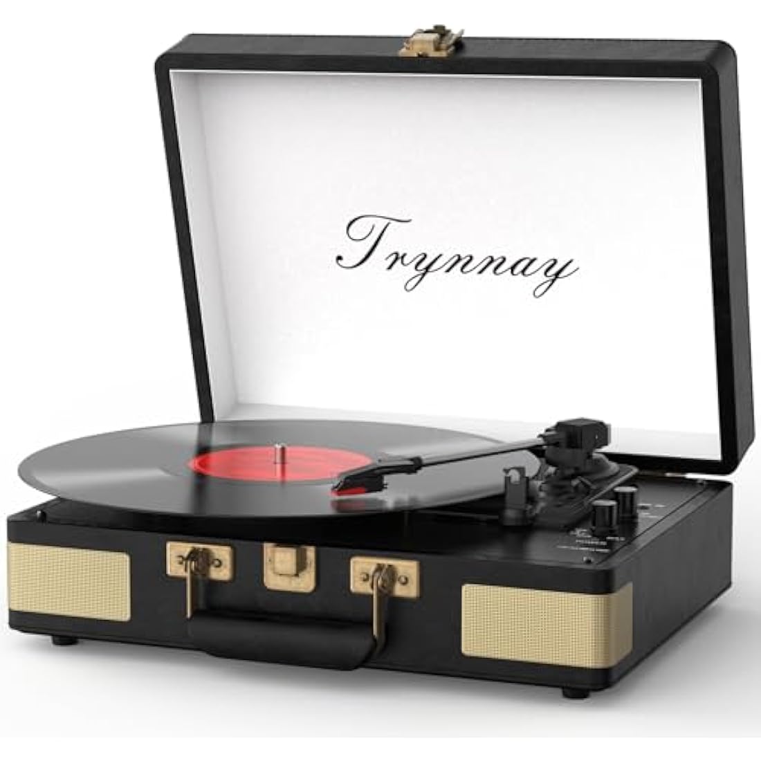 Trynnay 3-Speed Bluetooth Record Player | Portable Waxed Leather Turntable