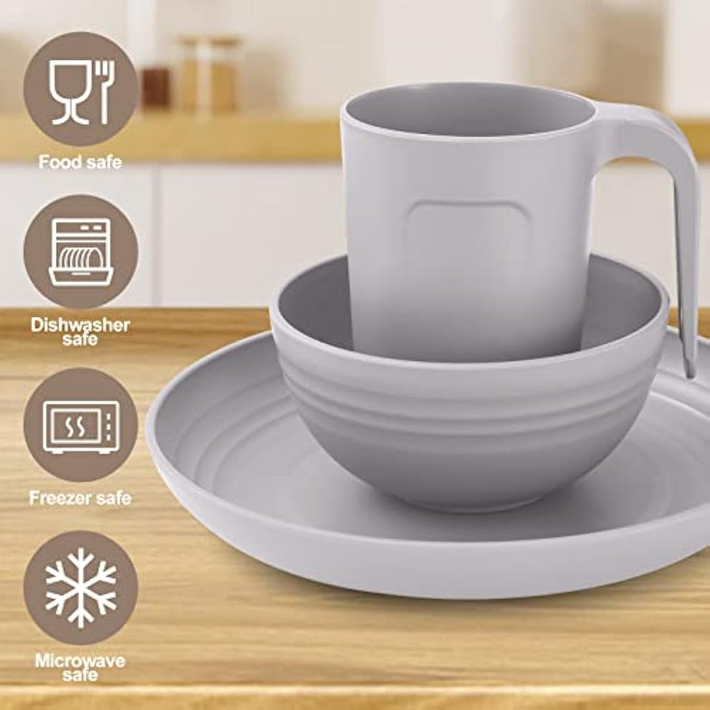 Odoland 20-Piece Unbreakable Camping Dinnerware Set for 4 | Gray