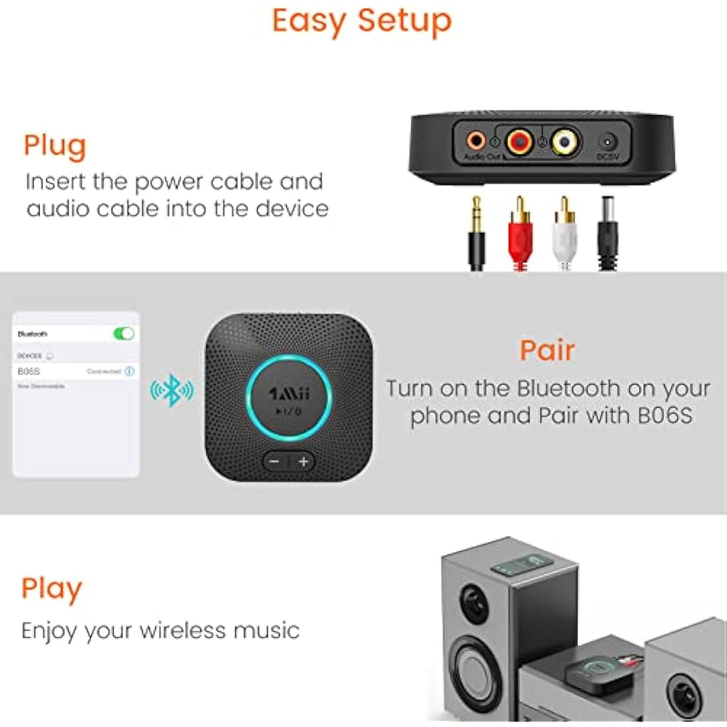 1Mii B06S Bluetooth 5.2 Receiver | Hi-Fi Audio Adapter with aptX HD