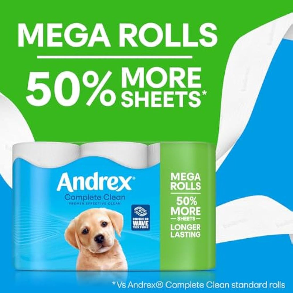 Andrex Classic Clean Mega Toilet Roll – 36 Bulk XL Rolls (54 Standard)