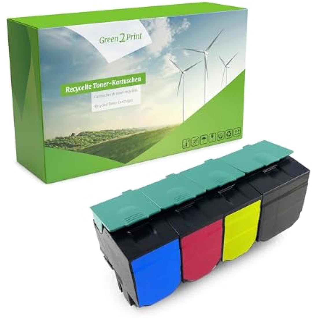 Green2Print Remanufactured Toner Set for Lexmark X543 X544 C540 | 4 Pack