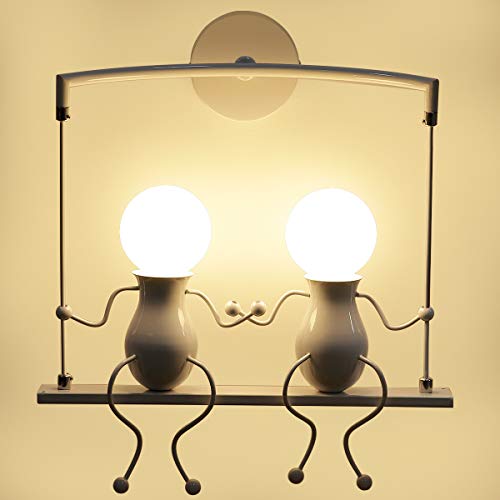 KAWELL Humanoid Creative Wall Light – Modern Iron E27 Sconce for Kids Room
