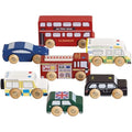 Le Toy Van London Wooden Toy Car Set – 7 Piece Iconic Vehicle Play Set