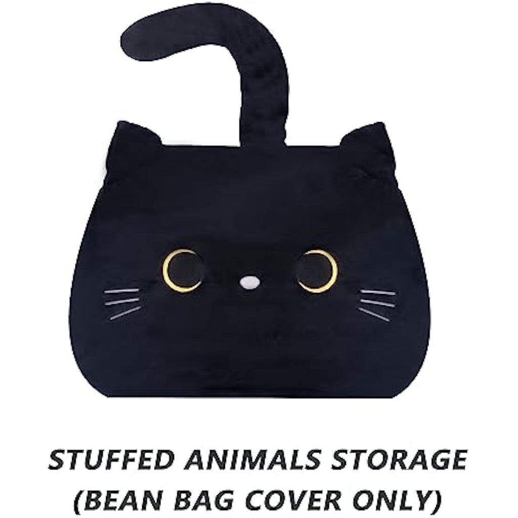 Jolof Store Black Cat Stuffed Animal Storage Bean Bag Chair Cover for Kids