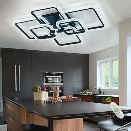 HiHiHomy Modern LED Ceiling Light | Dimmable 6-Square Flush Mount Lamp