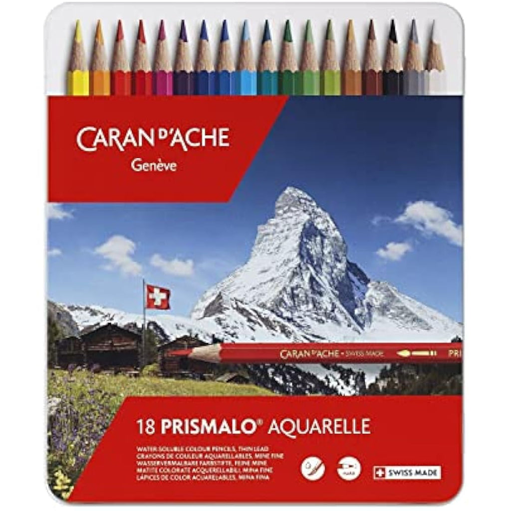 Caran d'Ache Prismalo Aquarelle Watercolour Pencils - Pack of 18