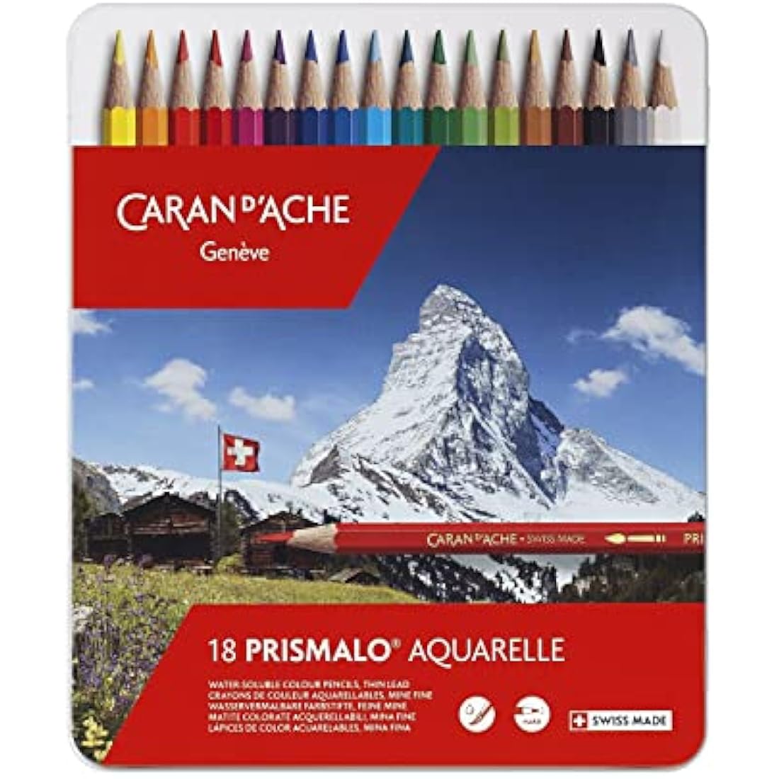 Caran d'Ache Prismalo Aquarelle Watercolour Pencils - Pack of 18