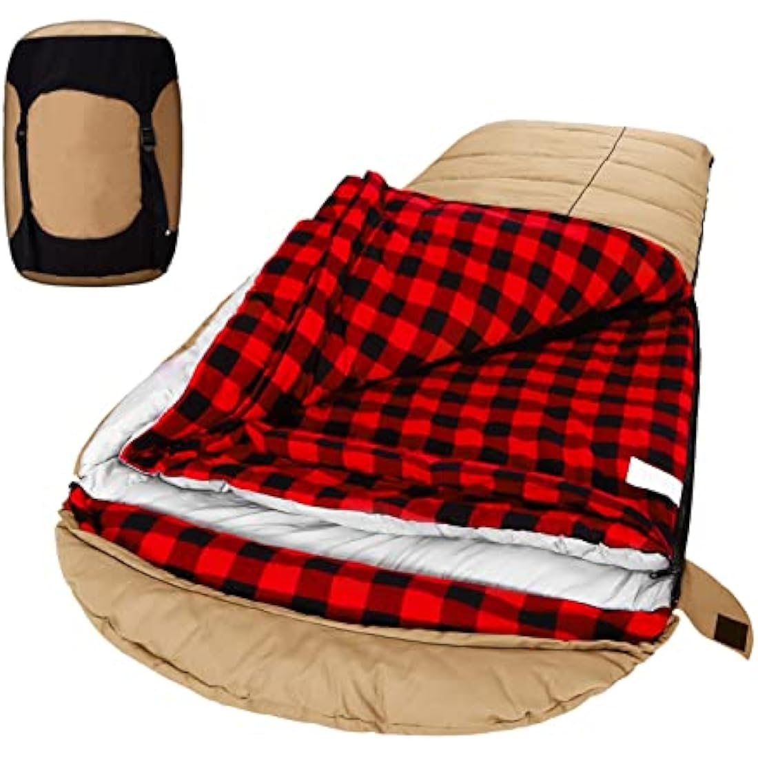 MCOTA 0 Degree Canvas Sleeping Bag – Oversized Flannel Lined Winter Gear