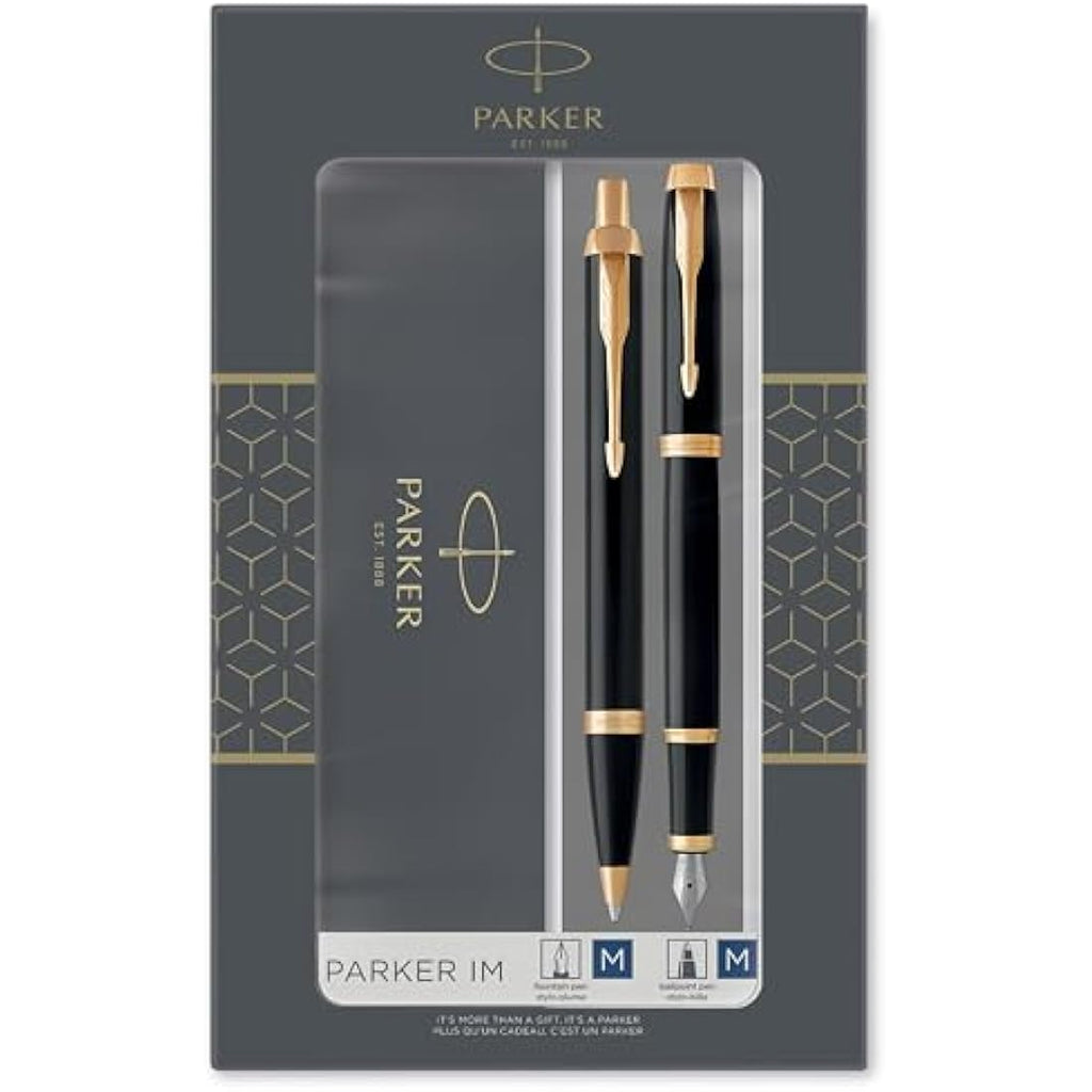 Parker IM Duo Pen Gift Set | Gloss Black & Gold | Fountain & Ballpoint