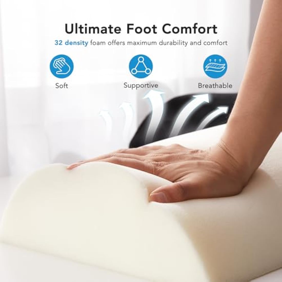 HUANUO Adjustable Memory Foam Footrest | Ergonomic Under Desk Foot Stool