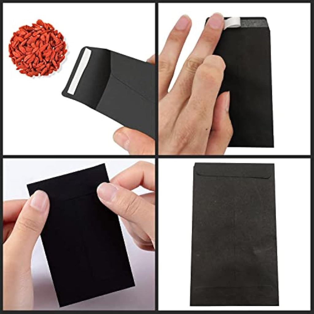 Small Black Kraft Paper Coin Envelopes - 100Pcs Seed Packets
