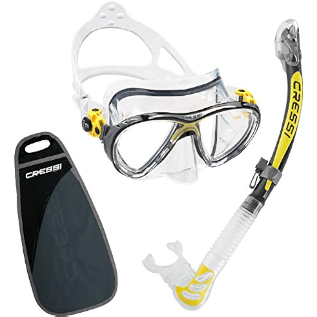 Cressi Big Eyes Evolution & Alpha Dry Snorkel Set | Tempered Glass