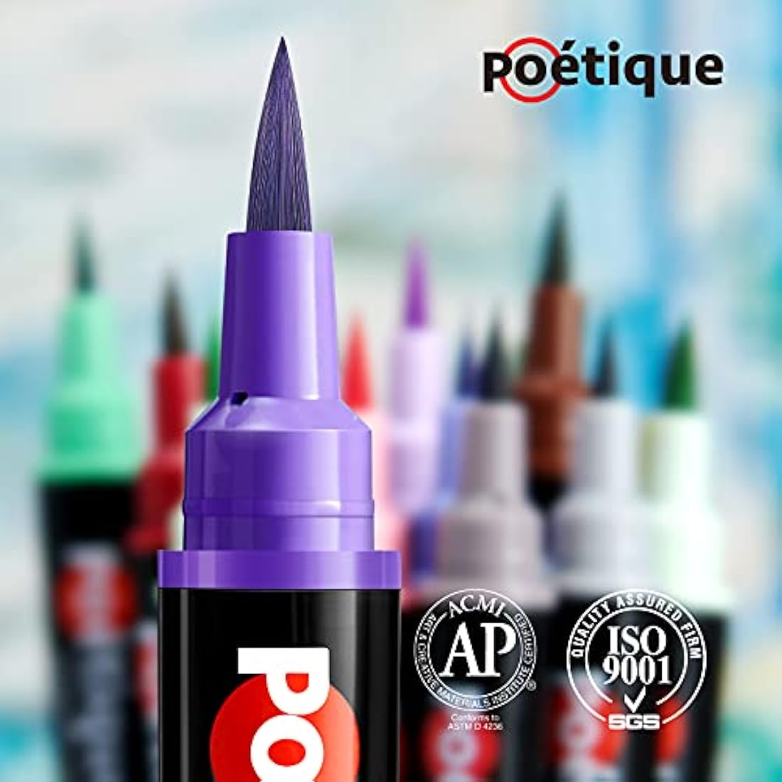 Poétique Refillable Watercolor Brush Pens - 96 Pack Artist Markers