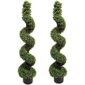 Jolof Store Artificial Boxwood Spiral Trees | UV Stable 4ft Topiary (Set of 2)