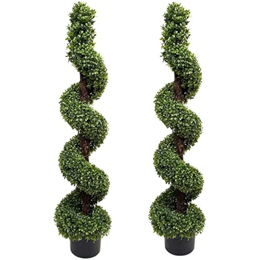 Jolof Store Artificial Boxwood Spiral Trees | UV Stable 4ft Topiary (Set of 2)