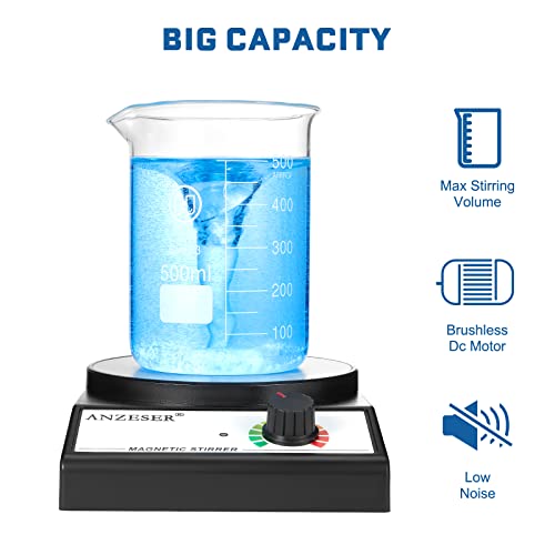 ANZESER Magnetic Stirrer | 3500 RPM Aluminum Mixer | 3000mL Capacity