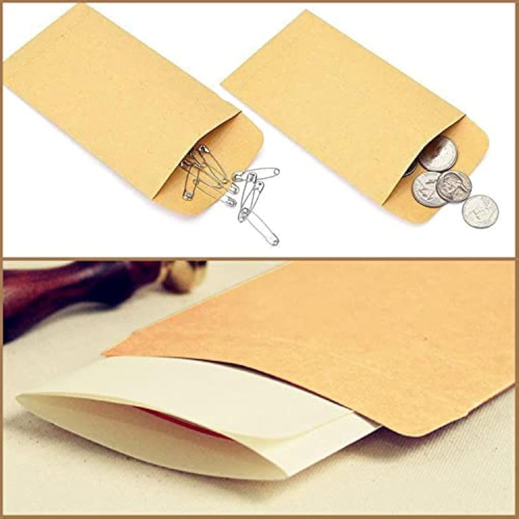 100Pcs Kraft Paper Seed Envelopes | Self-Adhesive Coin Packets