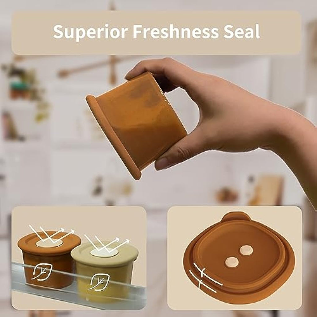 Moonkie Silicone Baby Food Storage Containers | 6 Pack Leakproof Pots