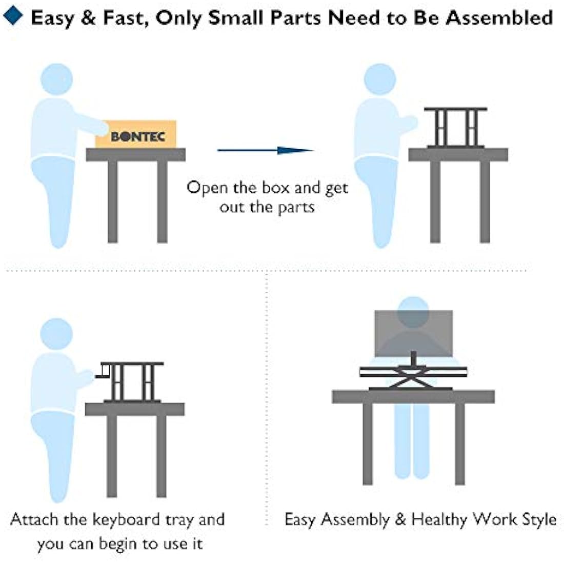 BONTEC Standing Desk Converter | 32in Dual Tier Sit-Stand Workstation