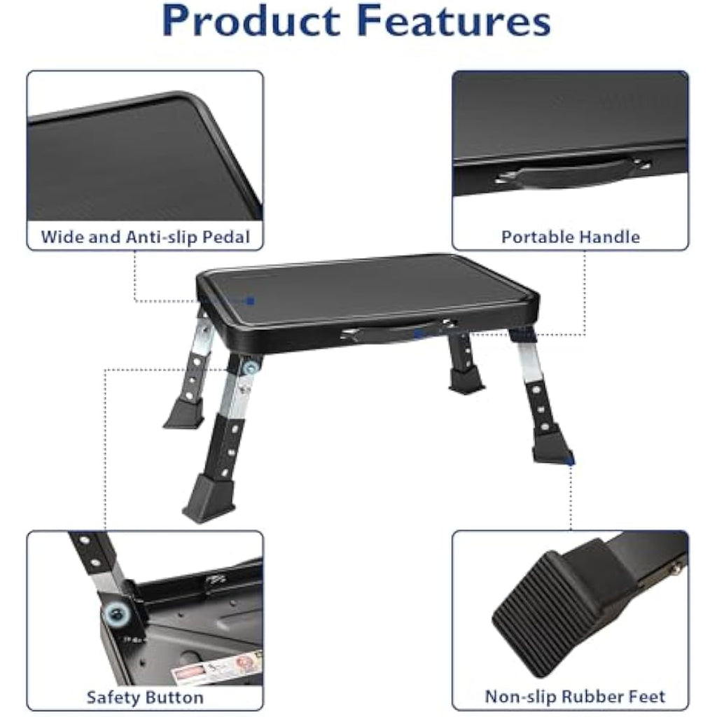 BONTEC 3-Level Height Adjustable Folding Step Stool | 150kg Capacity