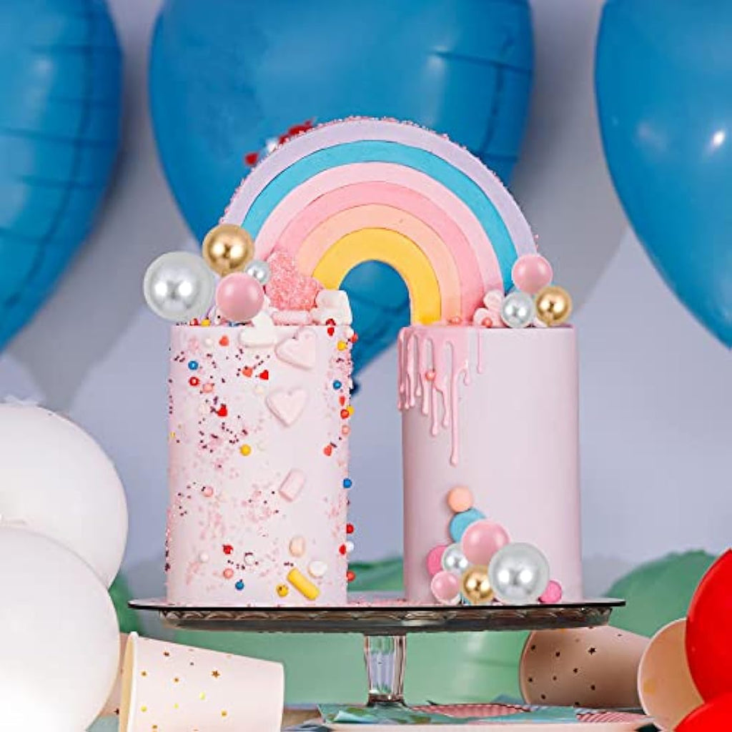 Jolof Store 30Pcs Foam Ball Cake Toppers | Gold Silver Pink Cupcake Picks