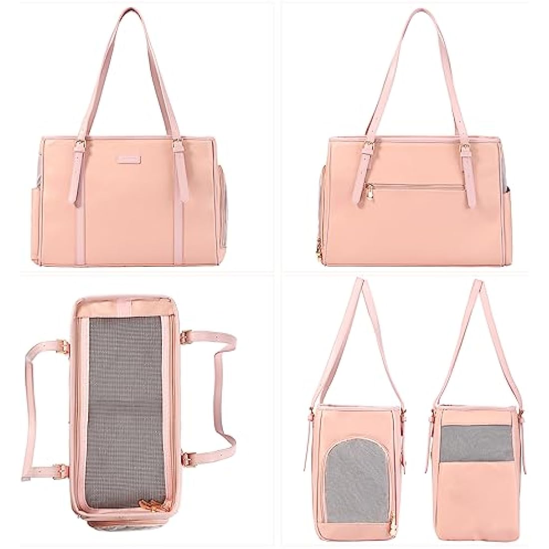 Lasaviin Vegan Leather Pet Carrier – Airline Approved Dog Purse (Pink)