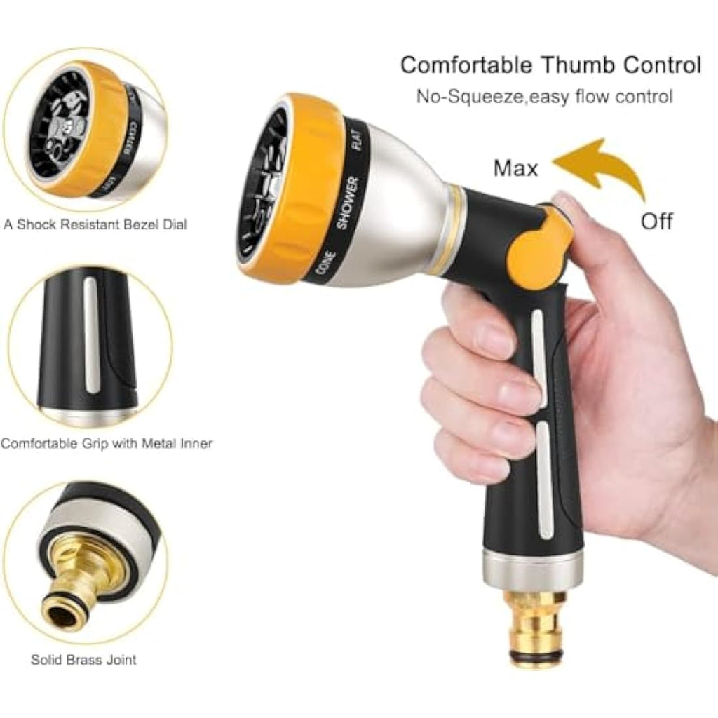 Jolof Store Metal Hose Spray Gun – 8 Pattern High Pressure Nozzle