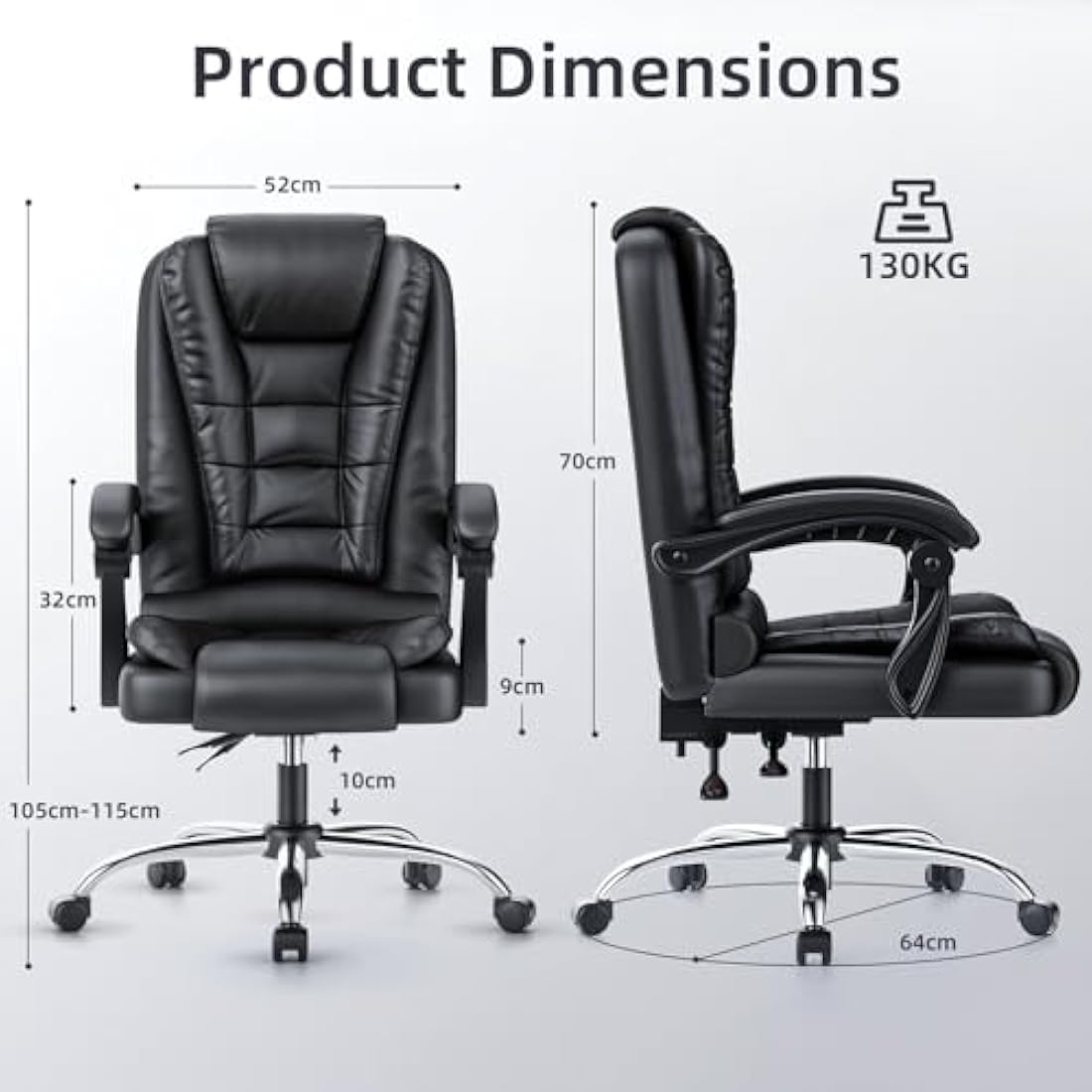 Naspaluro Ergonomic Executive Office Chair – High Back PU Leather Desk Chair