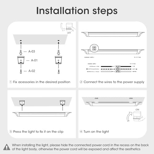 HUMIGA 5FT LED Batten Light – 50W Slim Surface Mount 4000K (2 Pack)
