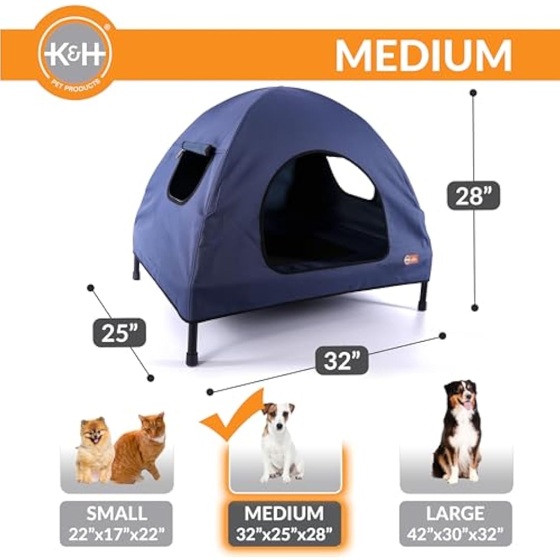 K&H Pet Products Elevated Dog Bed – Waterproof Cooling Mesh Cot, Blue
