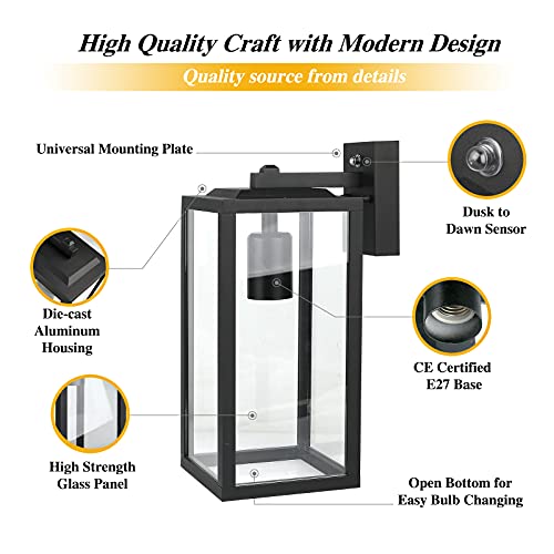 HLFVLITE Dusk to Dawn Outdoor Wall Light | Modern Aluminum Lantern