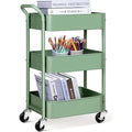 MISSLO 3-Tier Metal Rolling Utility Cart – Small Under Desk Storage, Green