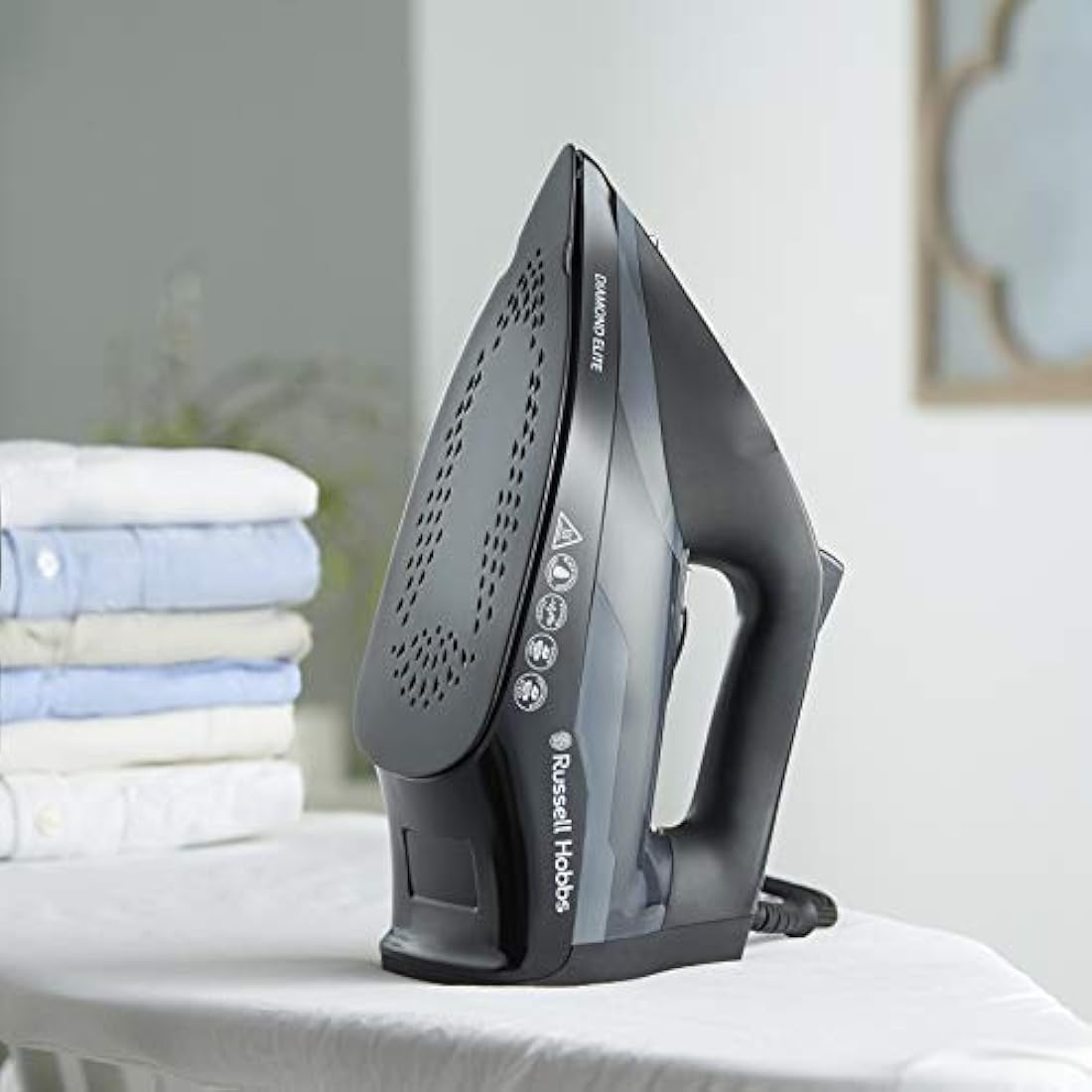 Russell Hobbs Diamond Elite Steam Iron | 3100W Black Ceramic Soleplate