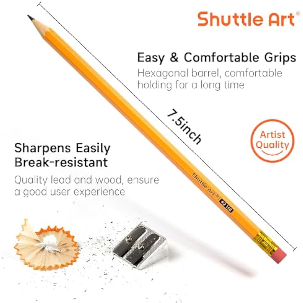 Shuttle Art #2 HB Pencils - 350 Pack Sharpened Yellow Graphite Pencils