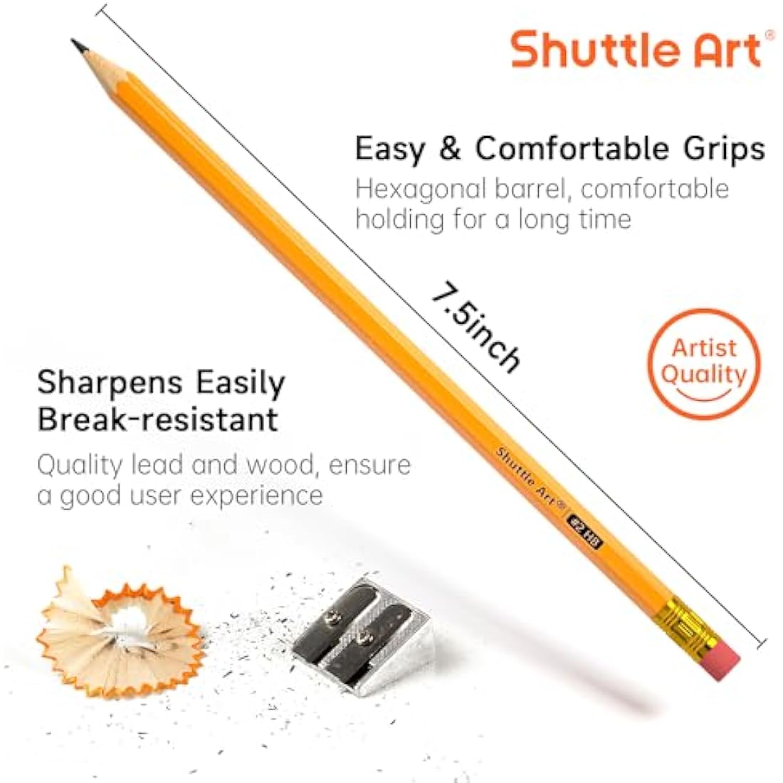 Shuttle Art #2 HB Pencils - 350 Pack Sharpened Yellow Graphite Pencils