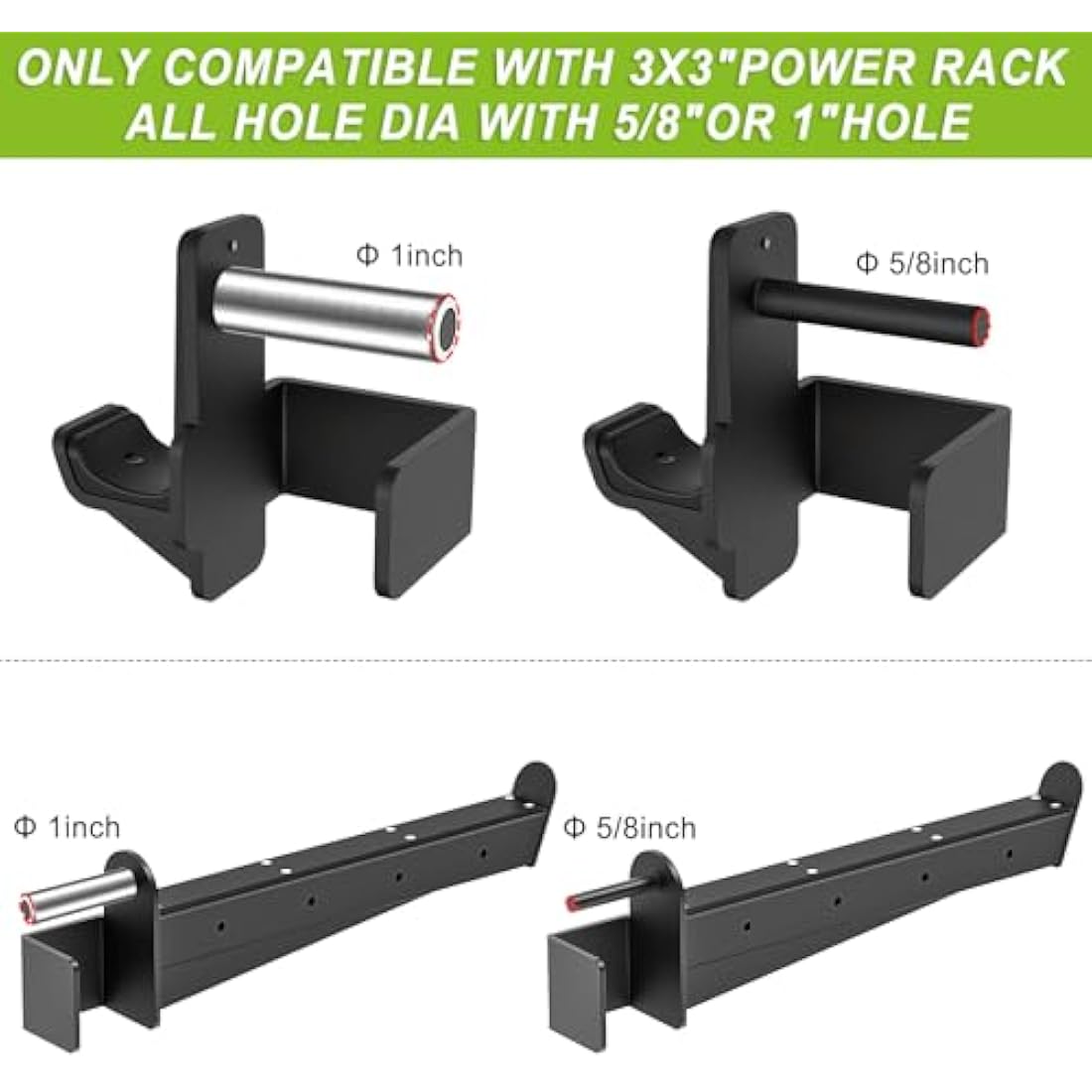 Kipika Safety Spotter Arms & J-Hooks for 3x3 Power Rack - 5/8" or 1" Holes