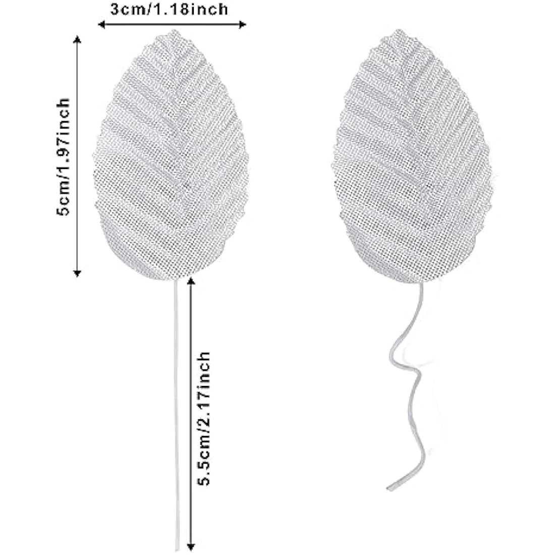 200Pcs Silver Artificial Silk Rose Leaves for DIY Crafts