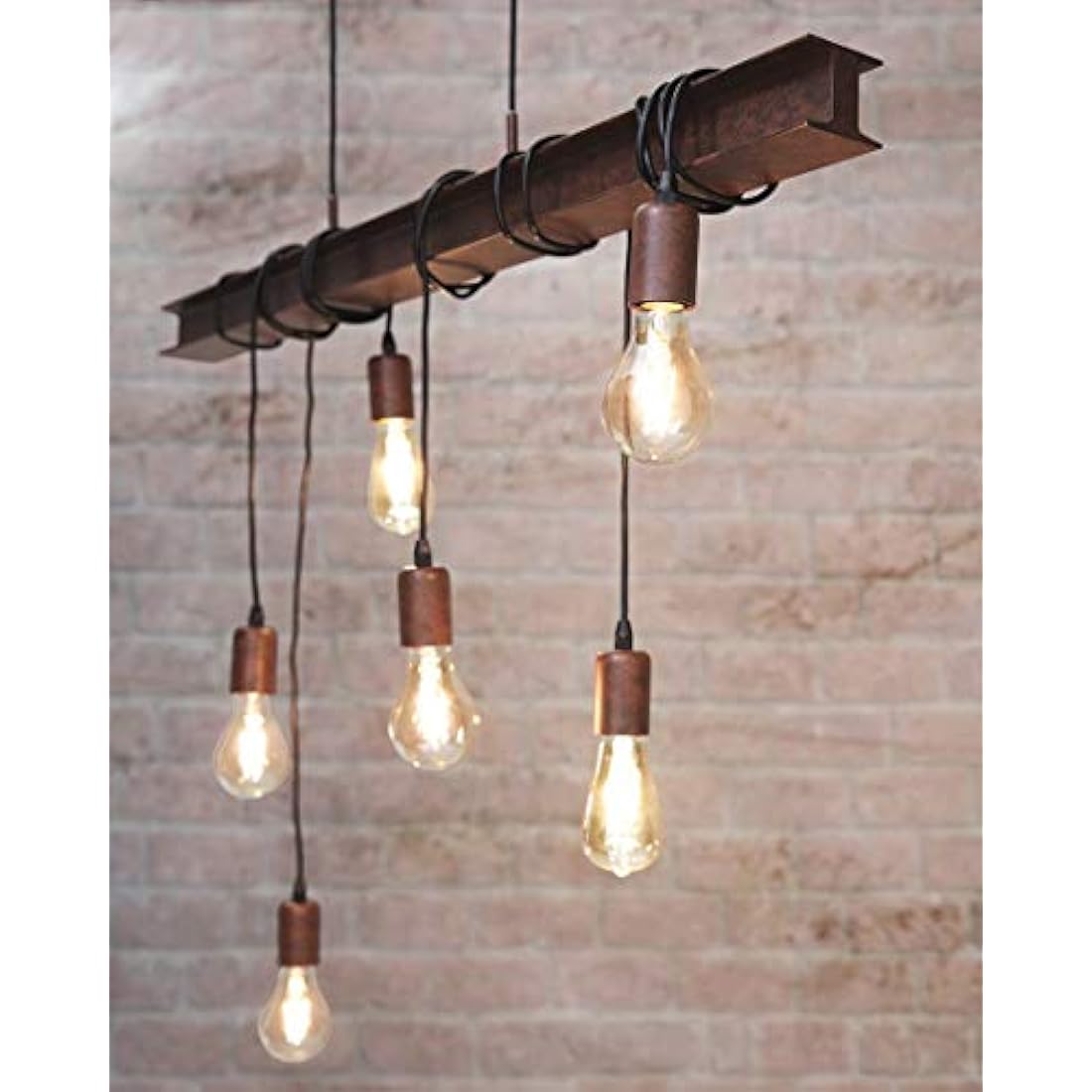 Eglo Townshend 6-Light Industrial Pendant Lamp | Antique Brown Steel