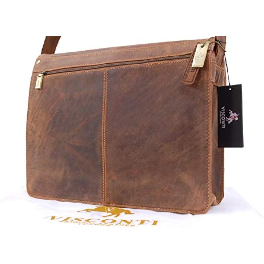 Visconti Leather Messenger Bag | Men's 14 Inch Laptop Shoulder Bag