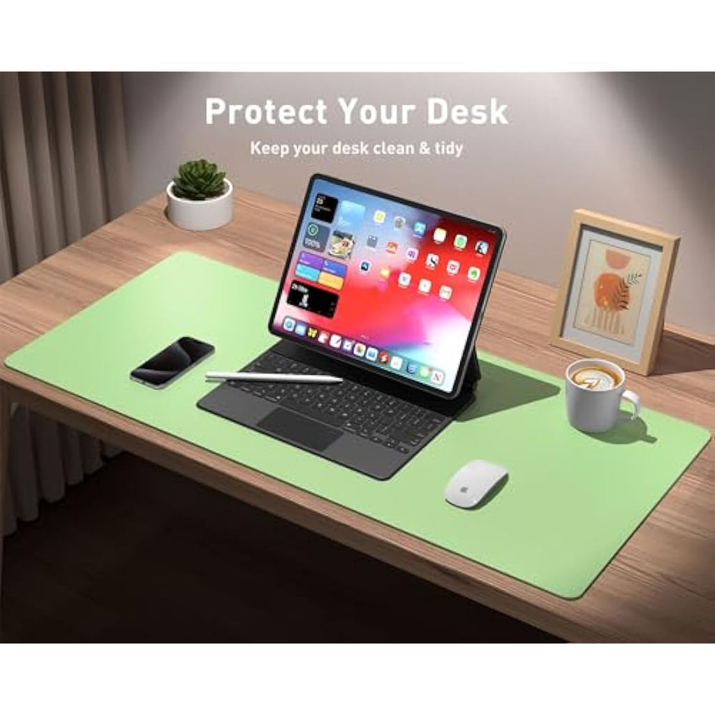 Aothia PU Leather Desk Mat – Waterproof Non-Slip Mouse Pad, Foam Green