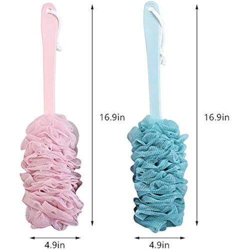 2-Pack Long Handle Back Scrubber - Exfoliating Loofah Brush