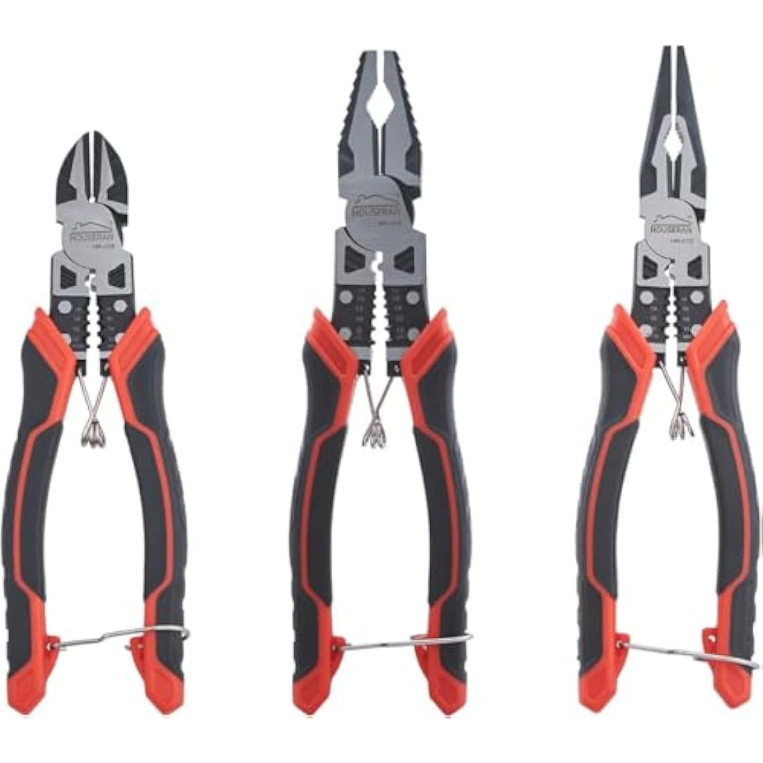 HOUSERAN 3-Piece Pliers Set | 55 Steel Spring Loaded Hand Tool Kit