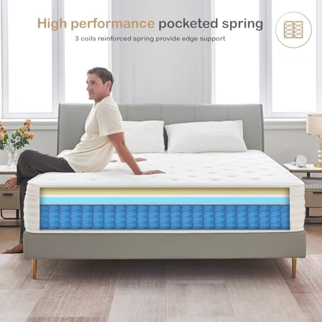 Hiepunos 4FT6 Double Hybrid Mattress | Memory Foam & Pocket Springs