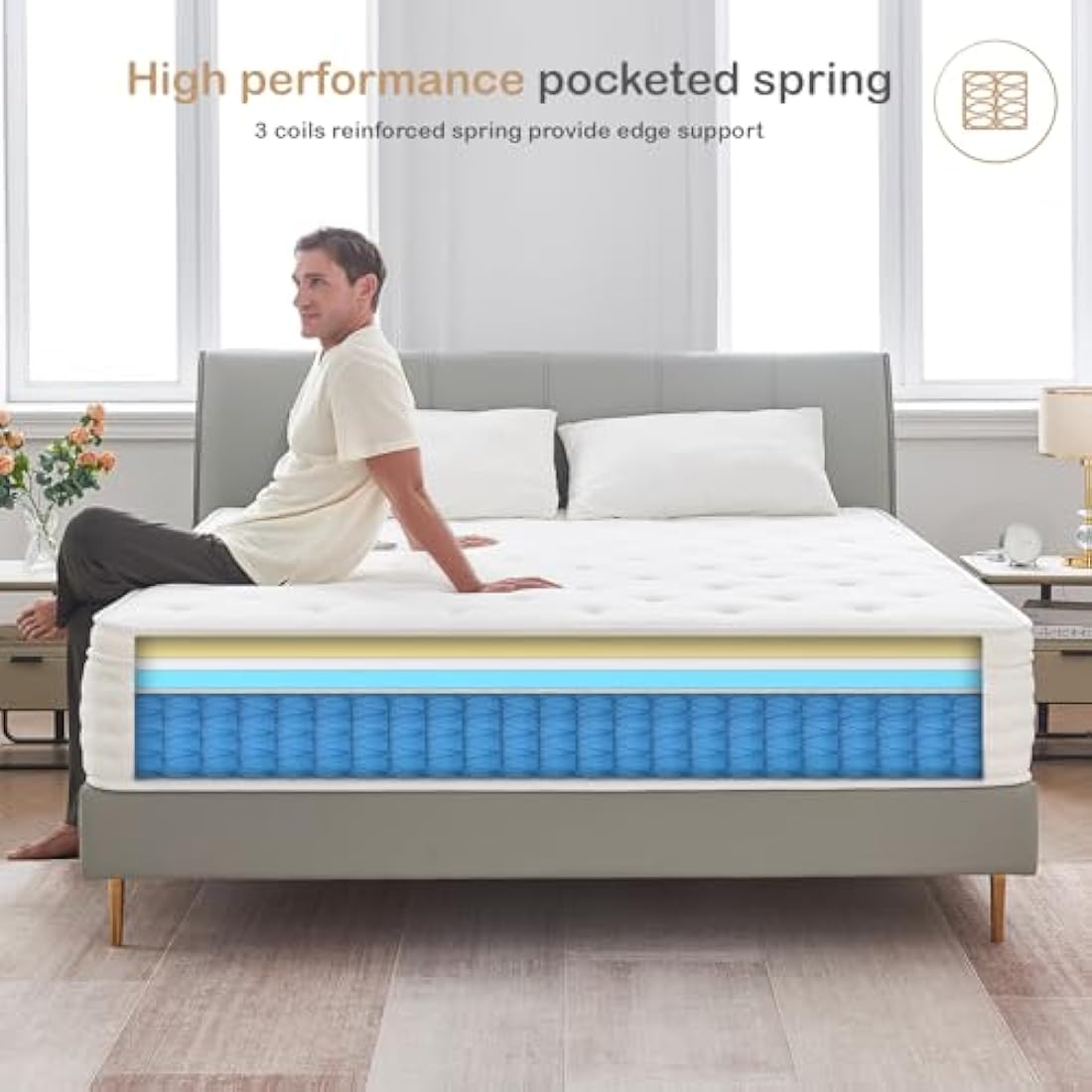 Hiepunos 4FT6 Double Hybrid Mattress | Memory Foam & Pocket Springs