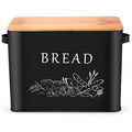 Herogo Metal Bread Bin – Large Bread Box with Wooden Cutting Board Lid