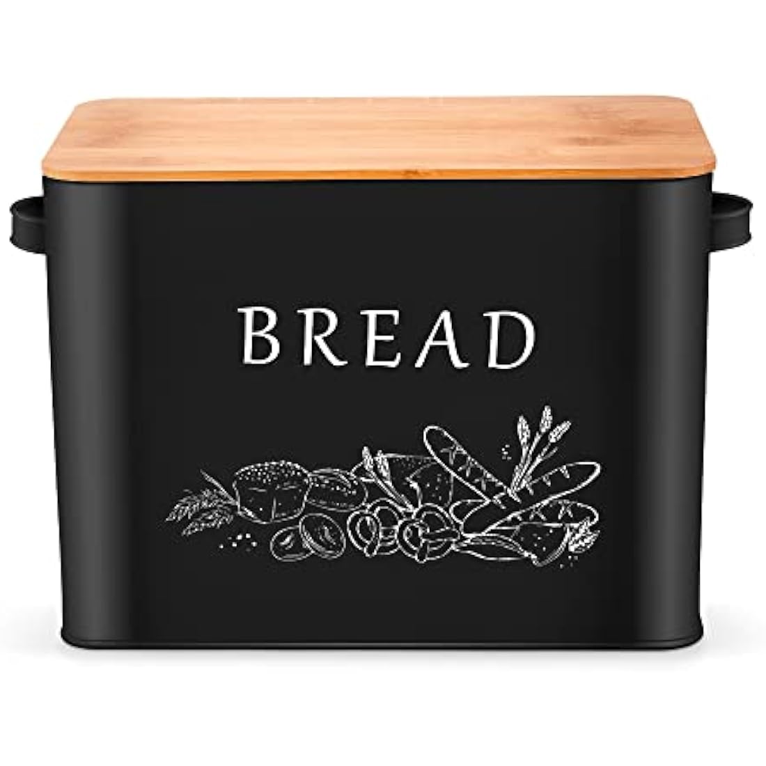 Herogo Metal Bread Bin – Large Bread Box with Wooden Cutting Board Lid