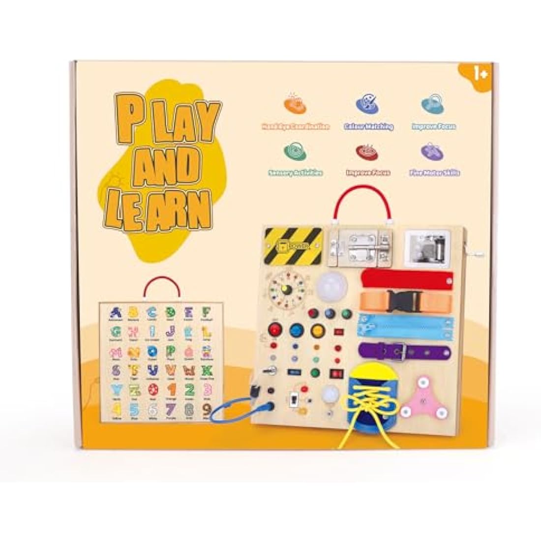 Konijiwa Montessori Busy Board | 23-in-1 Wooden LED Sensory Toy