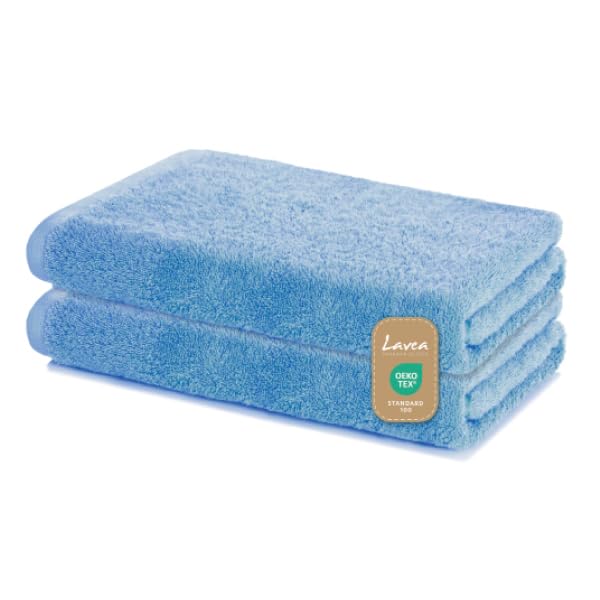 Lavea Bath Towels Set of 2 | 100% Cotton 60x120cm | Dolphin Blue