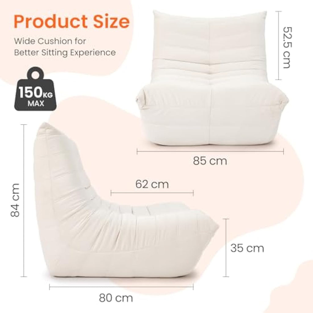 Vesgantti Togo Fireside Chair – Beige Suede Ergonomic Lounge Sofa